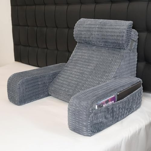 Reading Pillow for Bed Sitting Up with Large Pockets,Modern Style