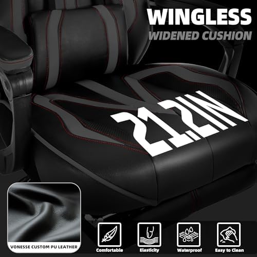 Vonesse Gaming Chair, Computer Office Chair with Footrest,Reclining Gaming Chairs for Adults, Big and Tall Ergonomic Gaming Chair with Lumbar Support (Gray/Black)