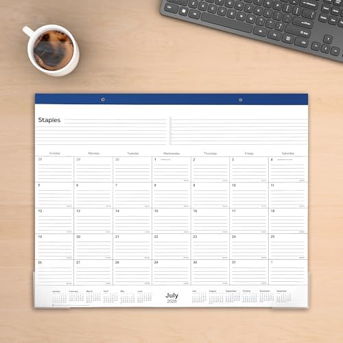 Staples 2026-2027 Academic Monthly Desk Pad Calendar, 21.75x17 In