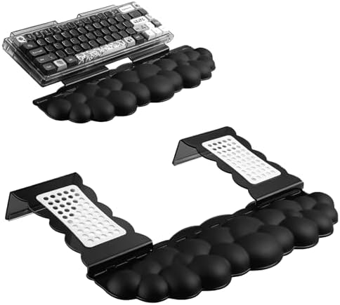 Black Acrylic Keyboard Stand with Wrist Rest，Detachable/Adjustable Width