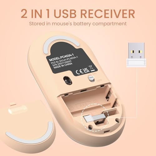 Wireless Keyboard and Mouse, Full-Sized Typewriter Keyboard Silent, Creamy