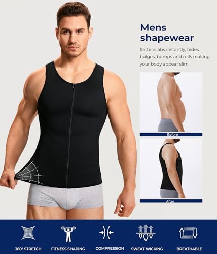 TAILONG Men Compression Shirt for Body Slimming Tank Top Shaper Tight Undershirt Tummy Control Girdle