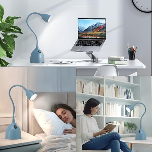 EJIAXIN Desk Lamp for College Dorm Room - LED Reading Light, Blue