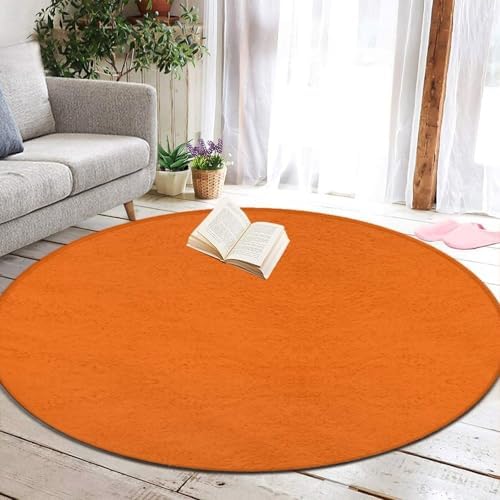 Large Round Area Rug Home Decor Modern Bathroom Rug Kitchen Office Circle Rug for Living Room Sofa Circle Cute Mat Orange, 36inch