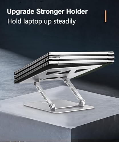 Aoviho Adjustable Laptop Stand for Desk,Portable Laptop Stand Holder and Riser,Foldable Aluminum Notebook Computer Stands for MacBook Air Pro HP Lenovo Dell Samsung Chromebook, 10-15.6 inch, Silver