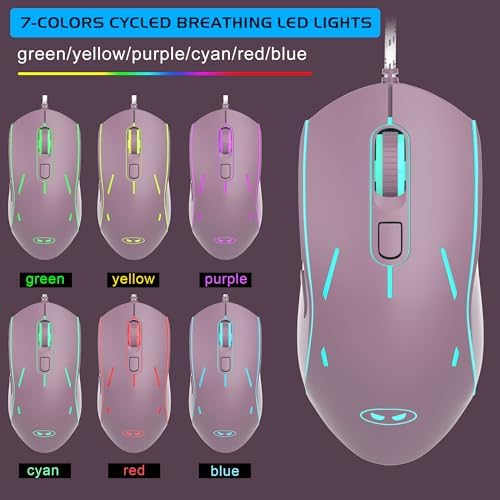 Gaming Keyboard and Mouse Combo, K1 RGB LED Backlit Keyboard with 104 Key Computer PC Gaming Keyboard for PC/Laptop (Blackcurrant)