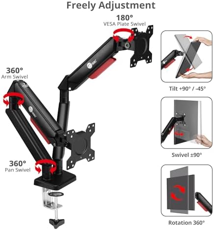 SIIG Dual Monitor Arm, 13"-32", 22 lbs, VESA 75/100, CE-MT3Y11-S1