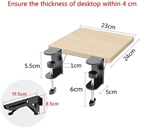Sisyphy Ergonomics Desk Extender Tray, 9.5x9.1" Punch-Free Clamp on, Foldable Keyboard Drawer Tray, Table Mount Arm Wrist Rest Shelf, Computer Elbow Arm Support
