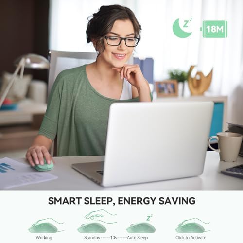 TECKNET 2-in-1 Bluetooth Mouse (BT 5.0/3.0+2.4Ghz), 6-Level 4000 DPI-Green