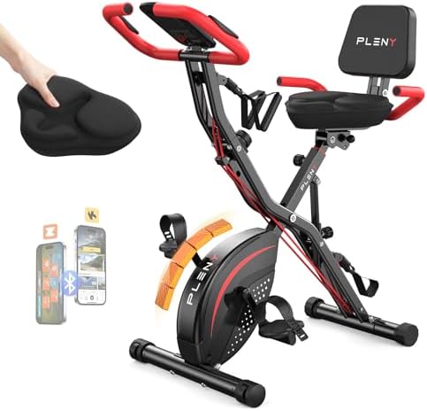 PLENY Folding Exercise Bike, 5 IN 1 Indoor Stationary Bikes for Home
