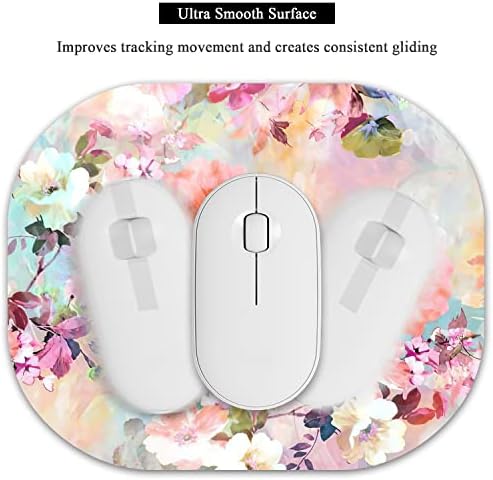 Small Mouse Pad 6 x 7 Inch, Oval Mini Mouse Pad with Non-Slip Rubber Base, Waterproof Compact Mouse Mat for Laptop Computer Wireless Mouse Keyboard Tray Home Office Travel, Peonies Floral