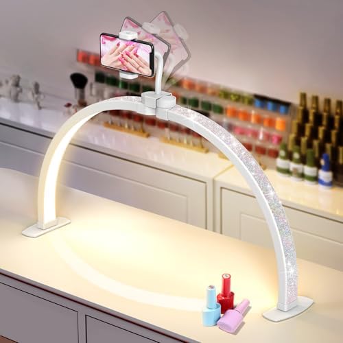 Yokilly Half Moon Light for Nail Desk: 23" Foldable Nail Light for Desk