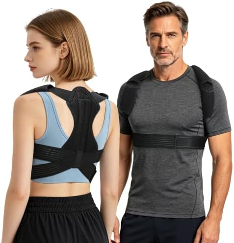 Breathable Back Brace Posture Corrector, Comfortable Adjustable Shoulder Support for Men Women, Pain-Free Underarm Design for Hunchback & Scoliosis Relief, Lumbar Spine Straightener,Invisible Under Clothes