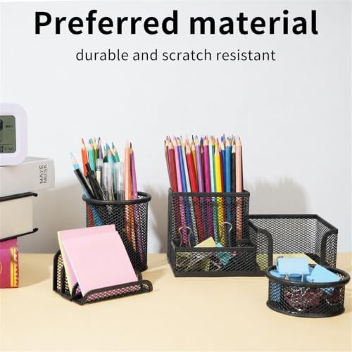 6 Pack Mesh Metal Desk Organizer Office Stationery Storage Set