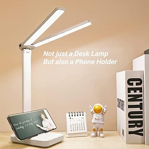 LuxLumin Blue Desk Lamp for Home Office,Portable Small Desk Lamp with 3 Lighting Modes, Battery Operated Rechargeable Desk Light for Kids, Reading,Studying,Dormitory,Blue
