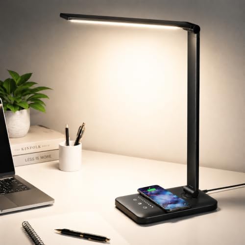 LED Desk Lamp with Wireless Charger,Touch Lamp for Home Office Dorm
