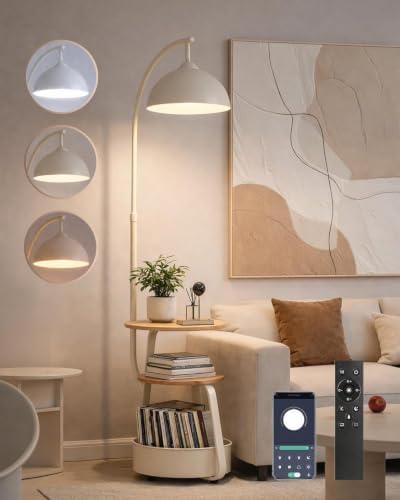 Smart Floor Lamp with Side Table, Dimmable, for Living Room