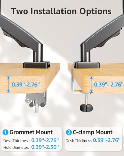 MOUNTUP Single Monitor Desk Mount Holds Screen up to 32 inch, Height Adjustable Monitor Arm, Full Motion Computer Monitors Stand with Clamp/Grommet Base, VESA Mounts Fit 4.4-19.8lbs Computer, Black
