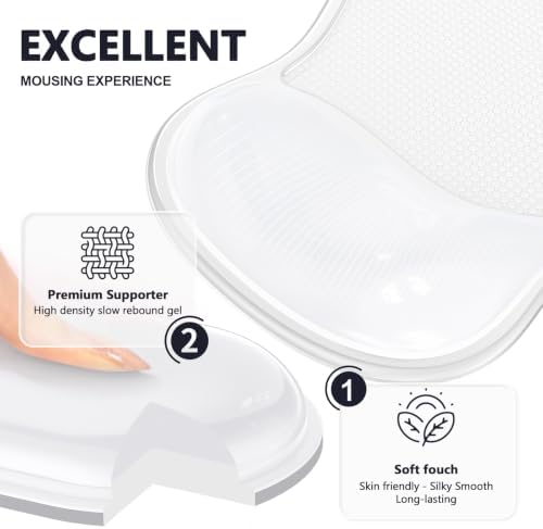 AKIT Ergonomic Mouse Pad with Wrist Rest&Keyboard Wrist Rest Set,Gel, Clear