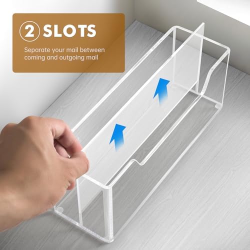 BEYGORM Acrylic Mail Organizer for #10 Envelopes, Wall-Mounted, 2-Slot