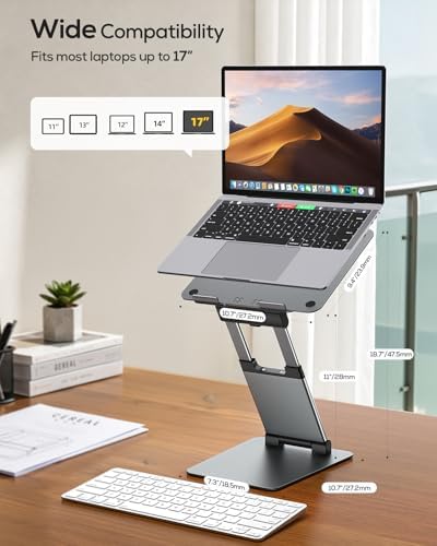 Nulaxy Pull-Out Height Adjustable Laptop Stand for Desk, 22 LB Support