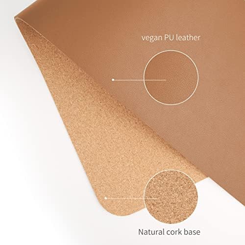 RENMTURE Dual-Sided Mouse Pad, Natural Cork & PU Leather Large Desk Pad for Office and Home Work, Desk Protector Non-Slip, Waterproof, Easy Clean (Brown, 23.6" x 13.7")