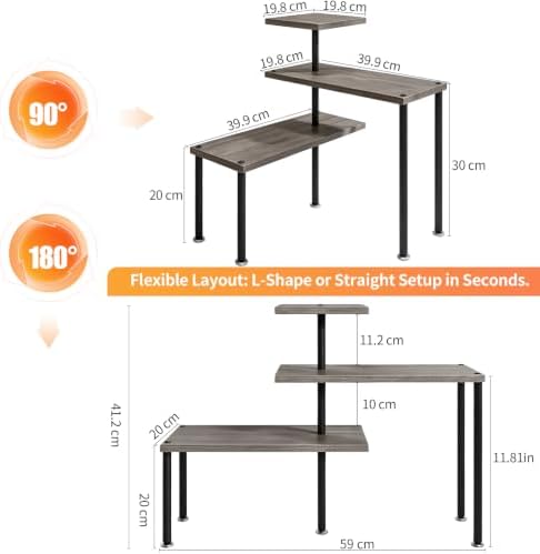 3 Tier Adjustable Countertop Organizer Corner Shelf
