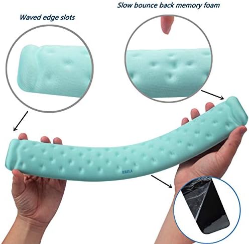BRILA Memory Foam Mouse & Keyboard Wrist Rest Support Pad Cushion Set for Computer, Laptop, Office Work, PC Gaming - Massage Holes Design - Easy Typing Wrist Pain Relief (Aquamarine)