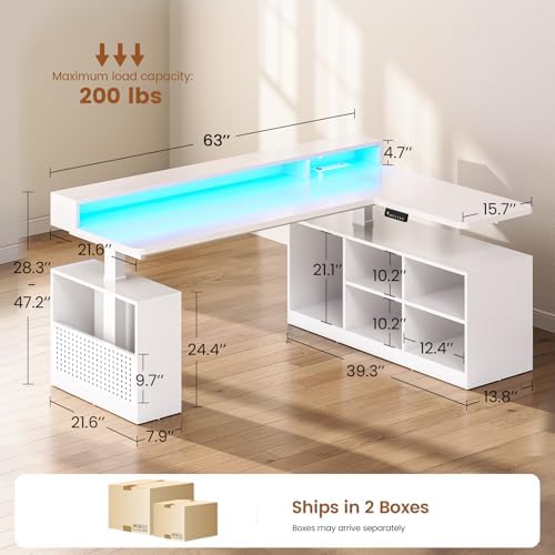 SEDETA L Shaped Electric Corner Standing Desk with Storage, Monitor Stand