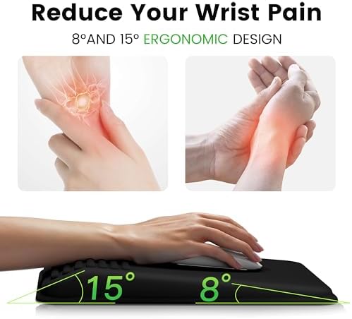 MEKASS Mouse Pad with Wrist Rest, Ergonomic Slope Mousepad for Carpal Tunnel Pain Relief, Memory Foam Desk Computer Wrist Support Mouse Pad with for Office Home (Dark Gray)