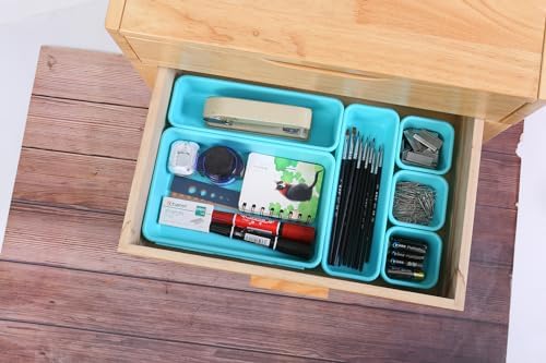 Kutesna 15PCS Interlocking Drawer Organizer, Plastic Desk Organizer Set