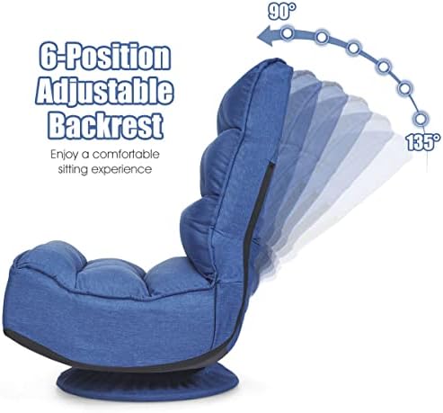 Giantex 360 Degree Swivel Floor Chair, Folding Floor Gaming Chair with 6 Positions Adjustable, Lazy Sofa Lounge Chair w/Tufted Back Support, Video Gaming Chair for Reading TV Watching (Navy Blue)