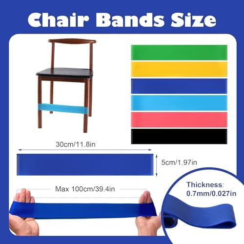 6 PCS Chair Bands With Fidgety Feet Colorful Chair Fidget Bands Desks Stretch Foot Band for ADHD Sensory Flexible Band Classroom Home Chair Fidget Tools Black