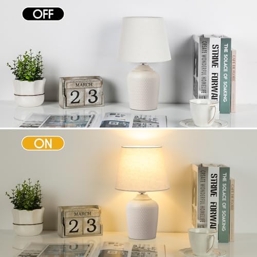 11.8’’ Small Table Lamps Set of 2 for Bedroom Kid’s Room, Beige & Cream