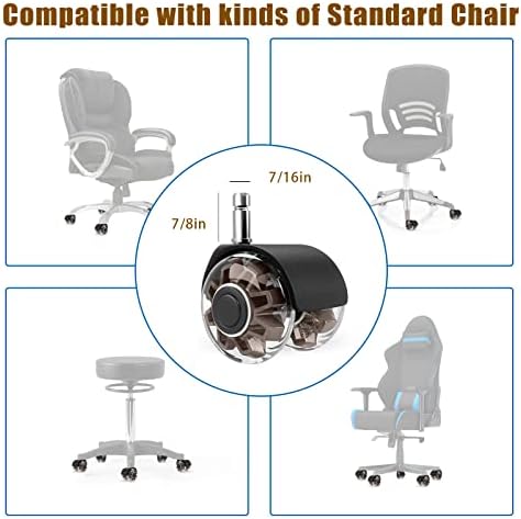 Omyoffice 2" Office Chair Wheels Set of 5, Brown Heavy Duty Chair Caster