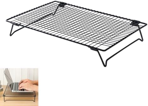 Laptop Stand Low Profile Metal Foldable Laptop Riser Holder Ventilated Cooling Computer Notebook Stand for MacBook Air Pro MBA Computer Desktop Monitor Printer Mini PC Raise Screen to Eye Level
