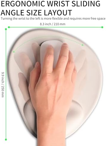 Palm-Rest and Wrist-Hugging Mouse Pad Wrist Rest, Ergonomic Wrist Support with Curve Fitting Cushioned Memory Foam for Carpal Tunnel Pain Relief, 9.9 x 8.3 Inch, Love of Apricot White