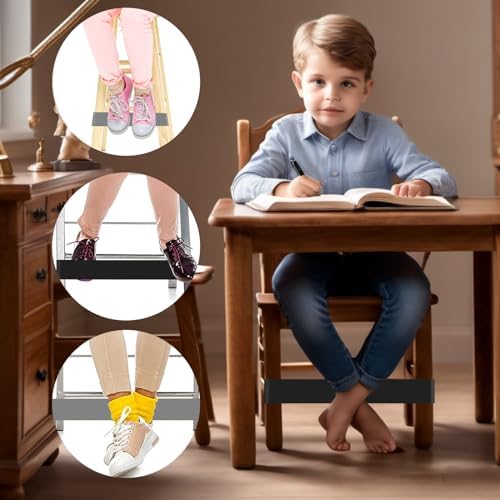 PLULON 15 Pack Chair Bands for Kids with Fidgety Feet Fidget Bands for Classroom Chairs Bands for Students Chairs Desks with Sensory ADHD ADD Autism - Black Gray