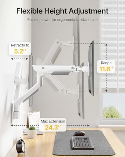 monTEK Monitor Wall Mount for 17-57" Ultrawide, 59.4 lbs, White