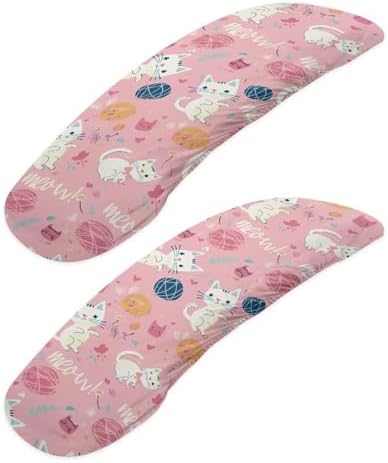 Office Chair Armrest Covers, Cartoon Cat Print Chair Arms Protector Comfy Stretch Armrest Covers Skin Friendly Office Chair Armrest Slipcovers, 2 Piece