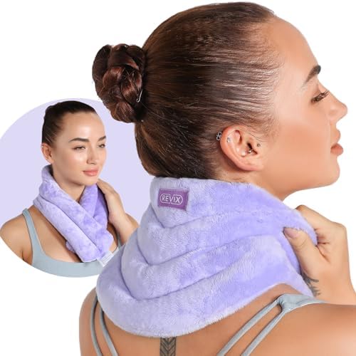 REVIX Neck Heating Pad Microwavable Heated Neck Wrap with Moist Heat for Stress, Microwave Neck Warmer for Woman, Unscented Hot Pack