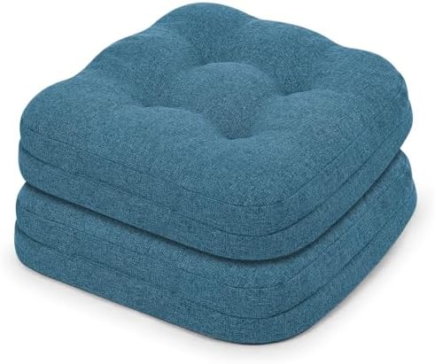 baibu 2-Layer Dining Chair Cushions, 2 Pack, 16.5 x 16.5 x 3.5 in, Blue