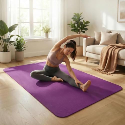 Large Yoga Mat 6'x 4'（72”x 48”）—1/4" &1/3" Extra Wide Exercise Mat 183cm x 122cm Large Exercise Mat Big Home Yoga Mat Pilates Mat,Non Slip,Thick,TPE Workout Mat,for Women & Men, Yoga, Pilates, Gym and Floor Workouts Pilates