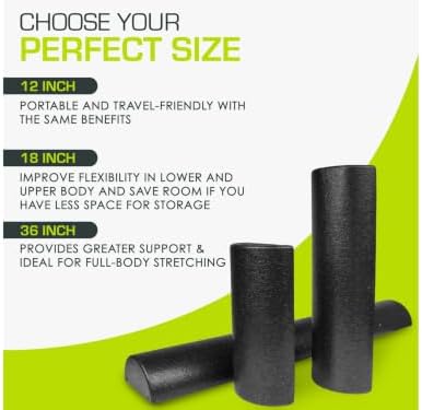 Half Round Foam Roller 36x3 Inch High Density EPP for Stretching Balance Core