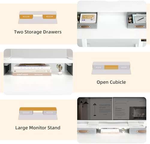 Seang Electric Standing Desk with 2 Drawers, 48 Inch, White
