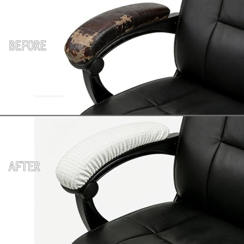 Melaluxe Office Chair Armrest Covers, Stretchable Removable Washable Chair Arm Covers, Elastic Desk Computer Gaming Chair Arm Rest Protector Slipcovers (Cream)