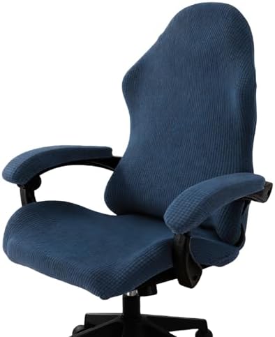 PATIKIL 1 Set Office Chair Cover, Desk Chair Cover Stretchable Universal Computer Seat Slipcover Large with Armrest Covers Zipper for Rolling Office Chairs Home Desk Seat, Cyan Blue