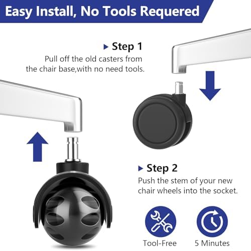 AGPTEK Office Chair Caster Wheels, 2" Office Chair Ball Caster Wheels