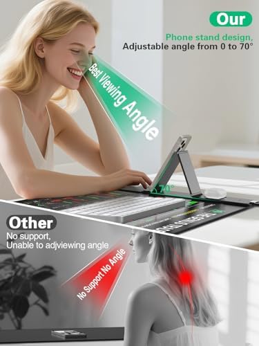 Mouse Pad with Foldable Phone Holder, Wireless Charging Desk Mat 31.5x15.75 Mousepad with Superior Micro-Weave Cloth Non-Slip Waterproof Desk Pad