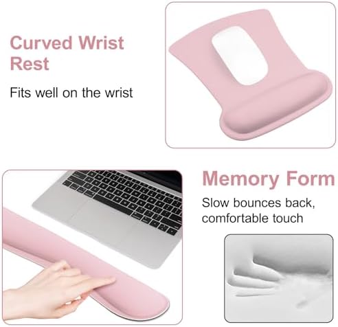 MOSISO Wrist Rest Support for Mouse Pad & Keyboard Set, Pink
